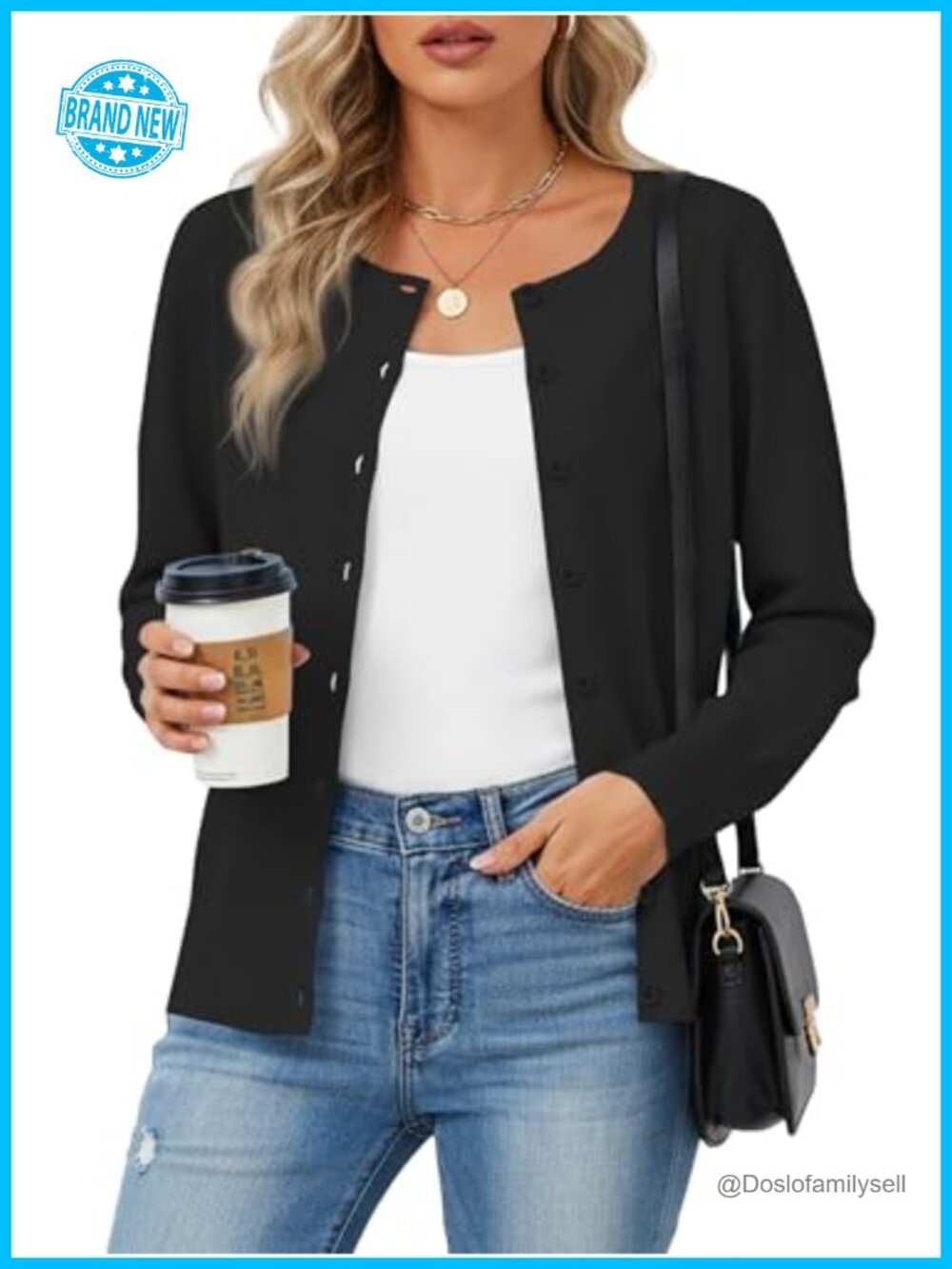 Button Down Lightweight Long Sleeve Cardigan Sweater for Women